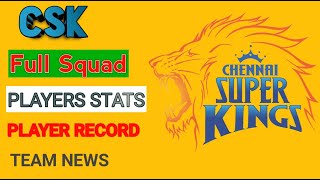IPL 2020 - CSK TEAM FULL SQUAD AND PLAYER'S T20 RECORDS | CHENNAI SUPER KINGS YELLOW ARMY