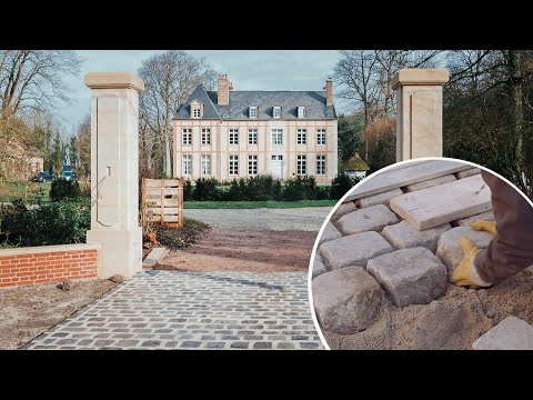 Transforming A French Chateau in Normandy: laying 200-year-old Cobblestone (traditional way)