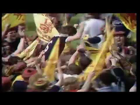 Scottish hooligans tear down the goalposts at Wembley Stadium - 1977
