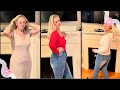 Attractive Mature Dani D Try On 7 Form Fitting Beige Dress Tight Red Bodysuit Highwaisted Jeans