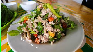 Laos National Dish LAAP (This one was my favorite) + VIENTIANE Cooked Food Market | LAOS