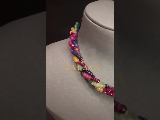 شوكر من الفضة الخالص مع حجر الزمرد، الروبي ،الزفير...