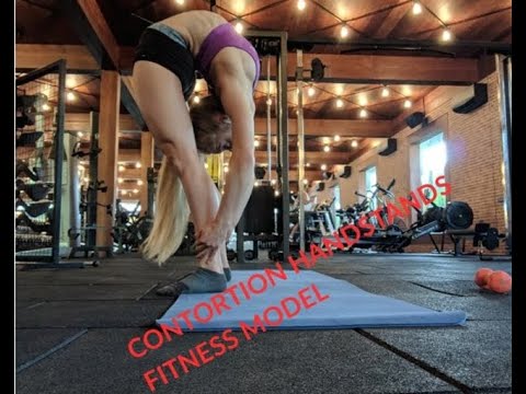 Contortion bridge and handstands with fitness model