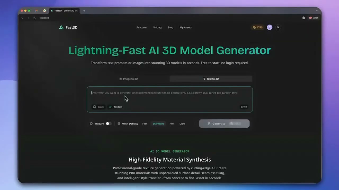Fast 3D -  Revolutionary 8-Second 3D Modeling Technology