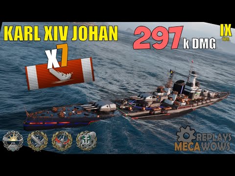 Battleship Karl XIV Johan 7 Kills & 297k Damage | World of Warships Gameplay