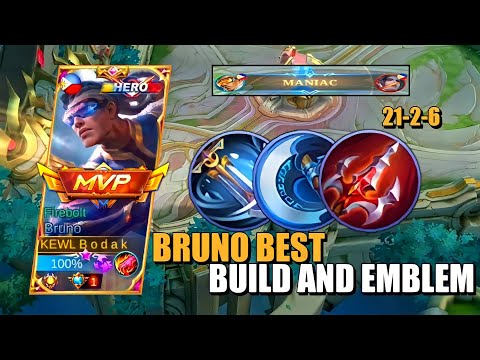 BRUNO BEST BUILD AND EMBLEM SEASON 24 | Mobile Legends Bang Bang