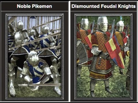 Medieval II: Total War 1vs1: Noble Pikemen vs Dismounted Feudal Knights