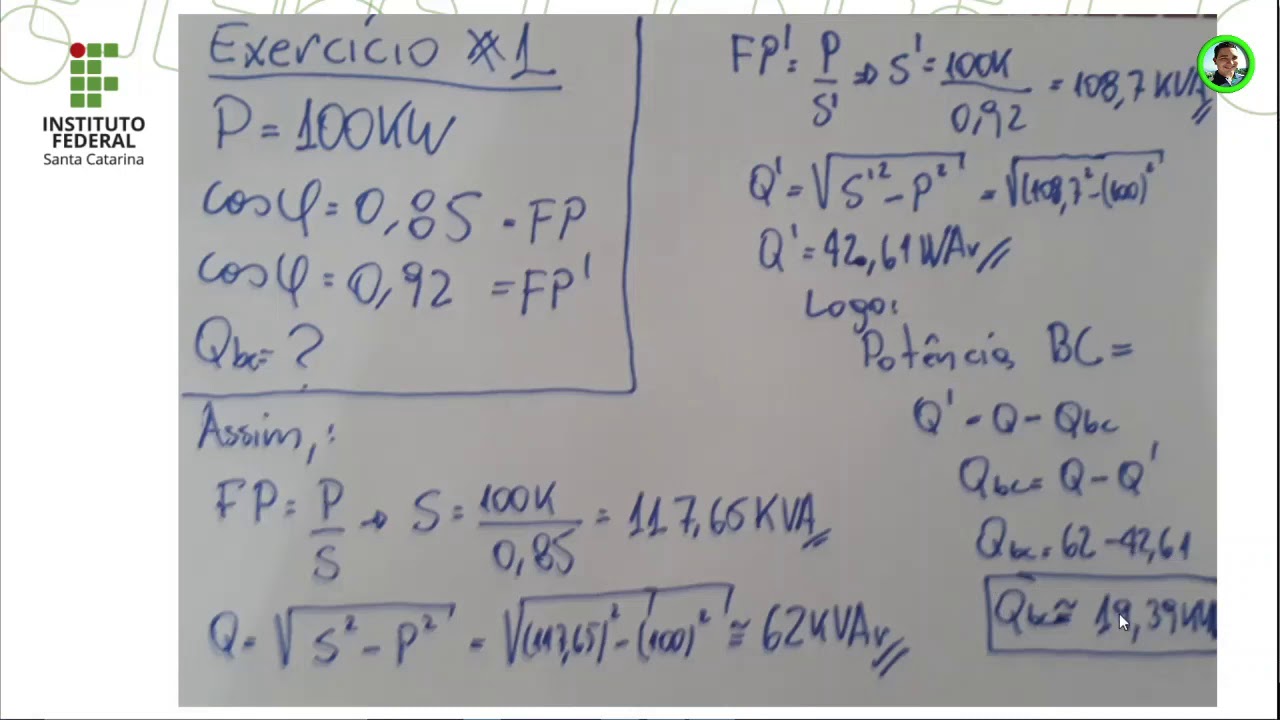 Correção dos Exercícios de Fator de Potência