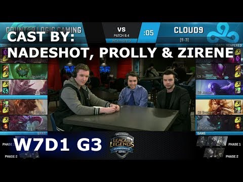 CLG vs C9 - Cast by Nadeshot, Prolly & Zirene (NA LCS Lounge) | Week 7 Day 1 S8 NA LCS Spring 2018