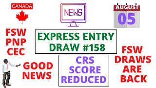 GOOD NEWS | Express Entry Draw #158 | CRS Drops 2 points