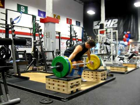 Snatch from blocks, May 30 2009, 115kg (253lb)