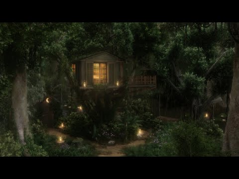 Rainforest Hideaway 🌲🏕️ Cozy Treehouse Haven with Gentle Rain & nature sounds for sleeping 10 hours