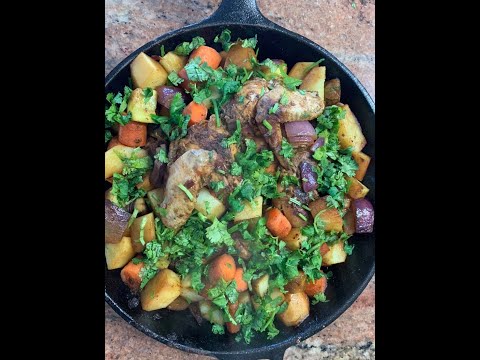 Cast-Iron Skillet Roasted Chicken with Veg: