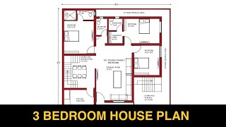 EAST FACING HOUSE PLAN DESIGN WITH 3 BEDROOM AND PARKING AS PER VASTU