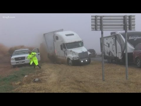 Speeding semi crashes through highway pileup