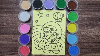 Sand painting Astronaut - Tô tranh cát phi hành gia #art #drawing #funny #sandpainting
