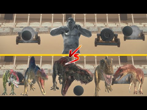 Black Goro The Giant vs Carnivore Dinosaurs | Under cannon fire - Animal Revolt Battle Simulator