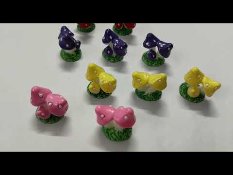 Resin glossy colorful mushroom miniature - 10 pcs/set, packa...
