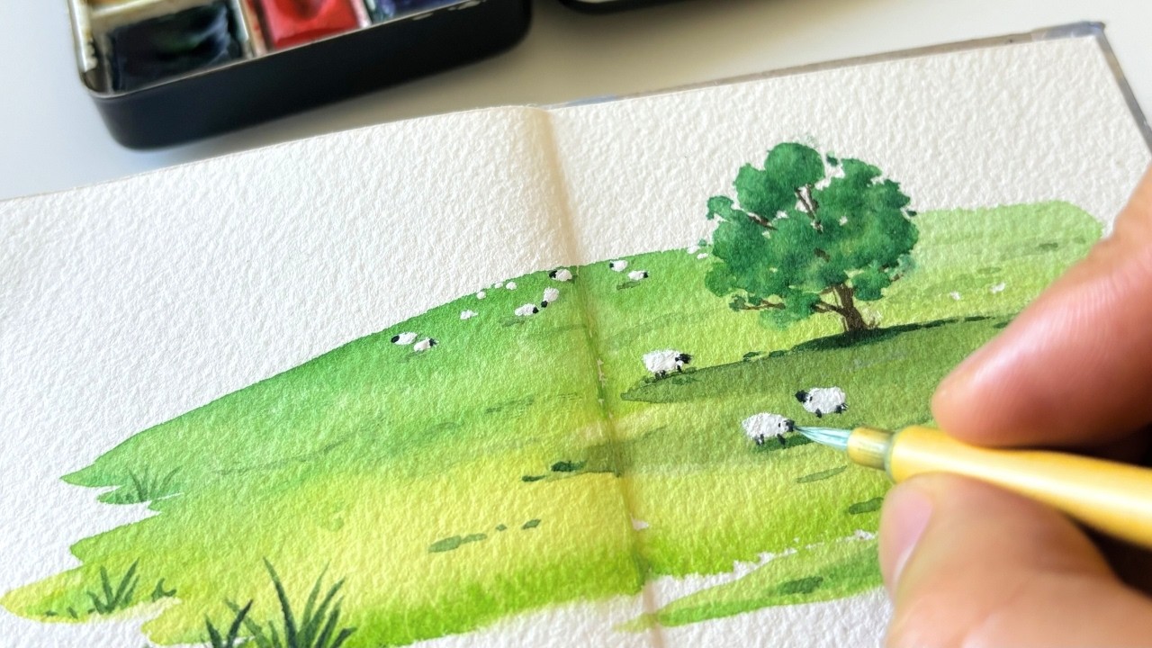 Tiny Watercolor Landscape Anyone Can Paint | Relaxing Beginner Tutorial ✧