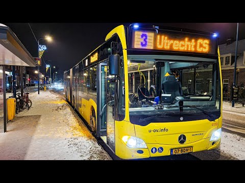 U-OV Lijn 3 Ringlijn via Zuilen [Avondklok, Sneeuw] (Trajectvideo)
