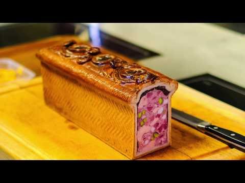 Signature Paté en Croûte at 1 Michelin star Bozar restaurant in Brussels, Belgium