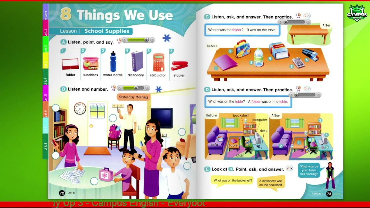 Everybody Up 3- unit 8 - Things we use - lesson 1 - School supplies