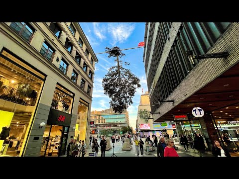 Sweden Stockholm Shopping Street (Drottninggatan) Walk Tour 4K September