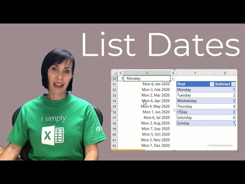 Excel Formula to List First Monday in each Month