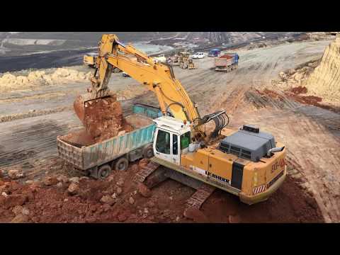 Liebherr 964 Excavator Loading Mercedes And MAN Trucks
