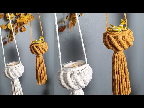 DIY Macrame Leaf Plant Hanger Lantern
