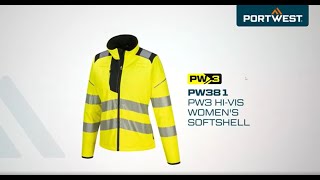 Dámska reflexná bunda PW381 PW3 Hi-Vis Women's Softshell (3L) Portwest