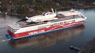 Cruise Ferry Viking Glory passing a narrow strait