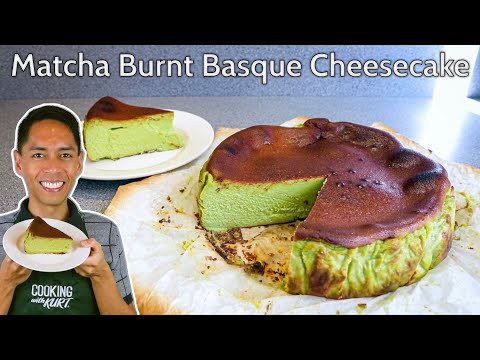 Matcha Burnt Basque Cheesecake - Caramelized Outside and Decadently Gooey Inside | Cooking with Kurt