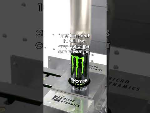 Destroying a can of Monster with an 80mm drill on a VMC