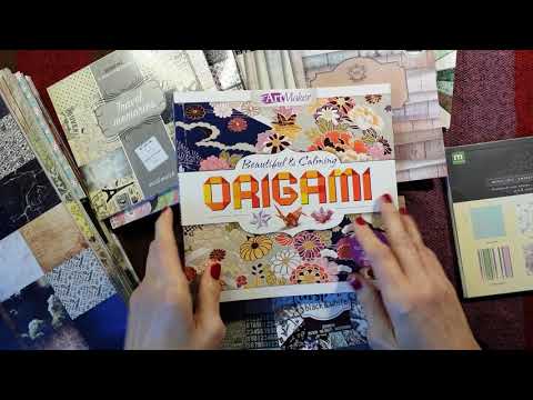 ASMR | Decorative Craft & Origami Papers Show & Tell - Snack Bar Eating & Coffee - Paper Sounds