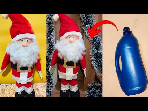 Como fazer papai noel fácil, faça você mesmo papai noel, papai noel com material reciclável 🎅 🎄