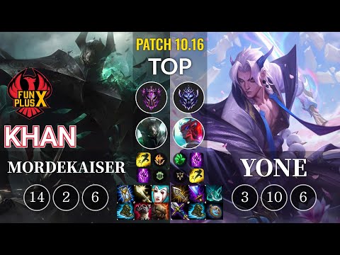 FPX Khan Mordekaiser vs Yone Top - KR Patch 10.16