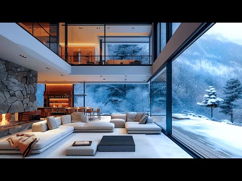 Relaxing Jazz Instrumental Mixed - Cozy Living Room Ambience with Winter Jazz & Fireplace Sounds