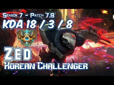 ZED KOREAN CHALLENGER vs ORIANNA Mid - Patch 7.8 KR Ranked