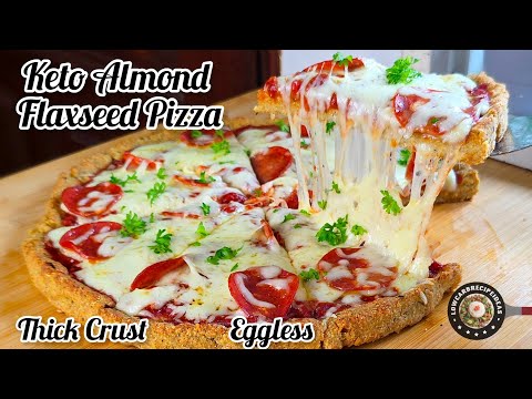 Keto Almond Flaxseed Pizza | Thick crust | Eggless | Crispy crust with tender crumbs