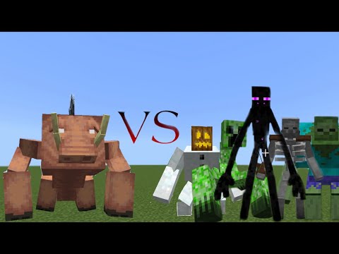 Mutant Hoglin vs Mutant SnowGolem, Creeper, Zombie, Skeleton and EnderMan - Minecraft Mob Battle