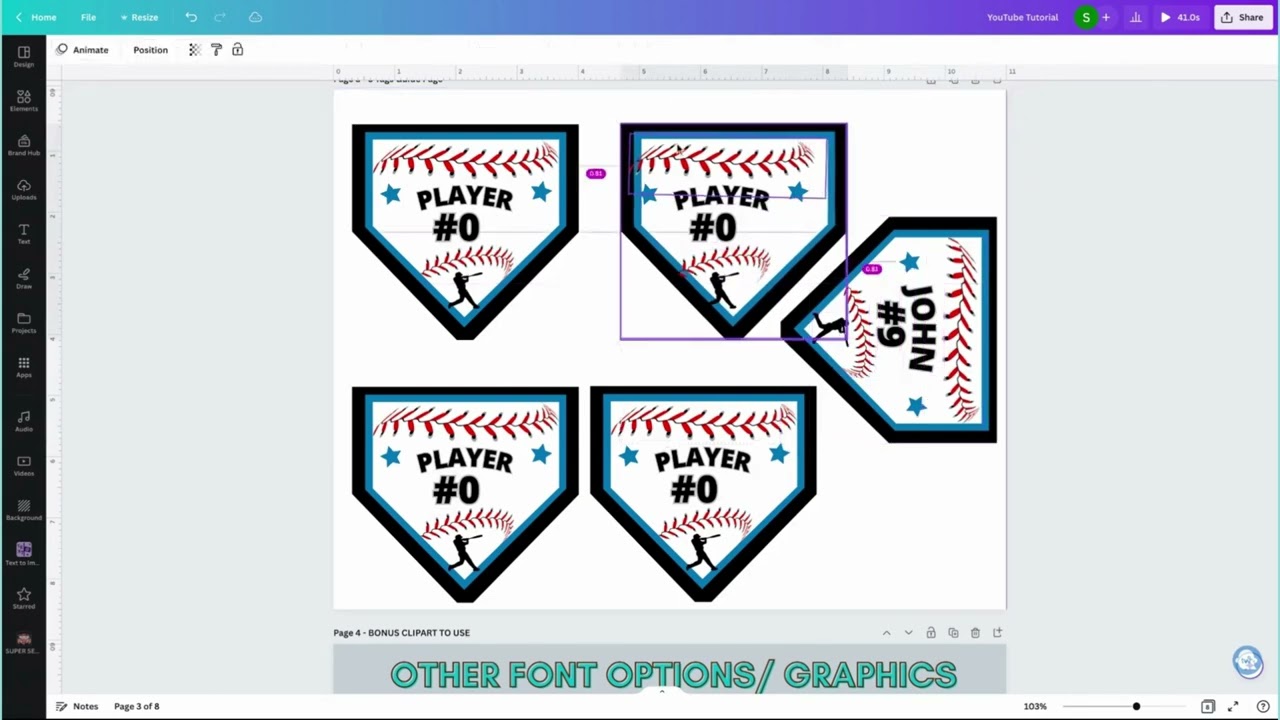 Personalized Baseball Bag Tags | Personalized Name & Number Editable In Canva | Sports Bag Tag