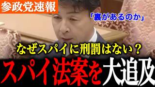 【参政党】なぜスパイに優しいんだ！？スパイ防止法案について言及！他国に比べて優しすぎる状況をどう思うのか。【神谷宗幣/国会討論/自民党】