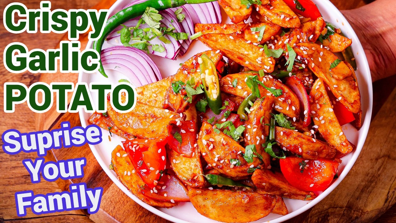 Garlic Potato Recipe 🥔🧄 | लहसुनी आलू Street Style Recipe - Crispy Starter Like Street Food