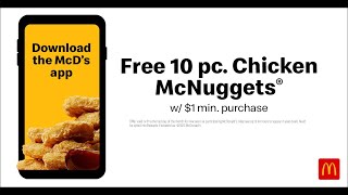 McDonald´s Get Free 10 pc Chicken McNuggets when You get the App