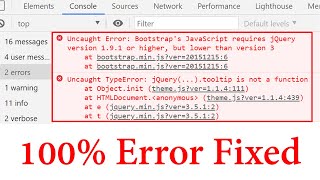 How to fix Uncaught Error | Bootstrap&#39;s JavaScript requires jQuery version 1.9.1 or higher | Fixed