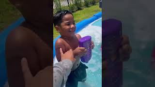 Mom catches dad and son not cleaning water slide after she told them to #shorts