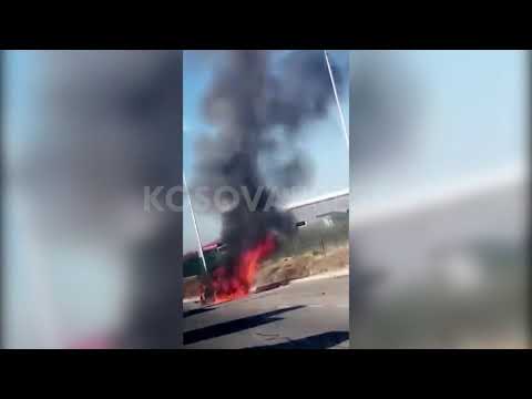 Digjet një veturë në magjistralen Prishtinë-Pejë