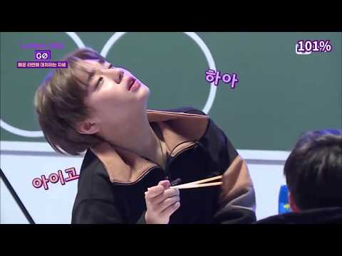 [ENG SUB] Wanna One Jihoon Bravely Tries the Famous Extraspicy Korean noodle(ft. Ong Seong Wu)