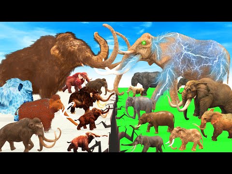 10 Woolly Mammoth Mastodon vs 10 MammothZilla Elephant ARBS Prehistoric Animals ARK Epic Battle